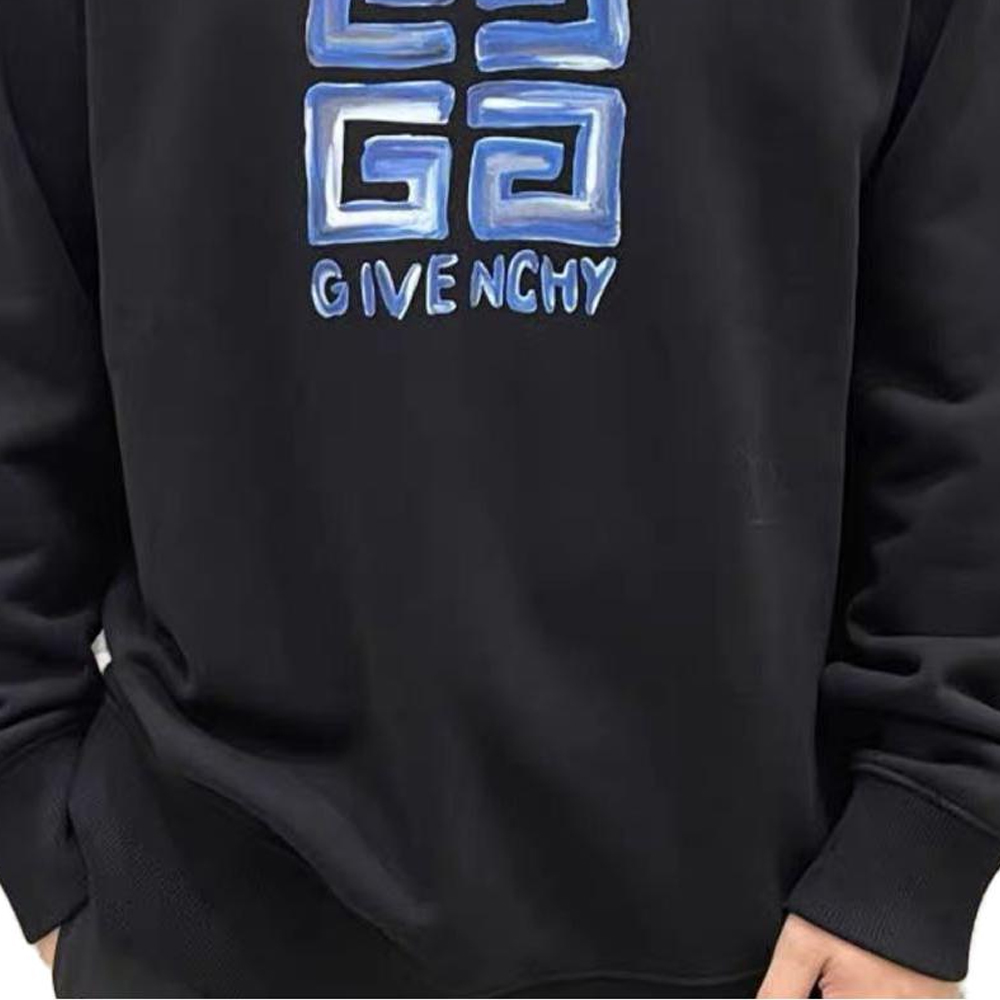 Sizing Givenchy FW23 黑色圓領衛衣印有標誌設計 BMJ0HA3YCT-001