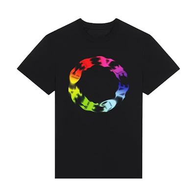 GIVENCHY FW23 Black Rainbow Logo Print Short Sleeve T-Shirt for Men. BM716N3YFR-001