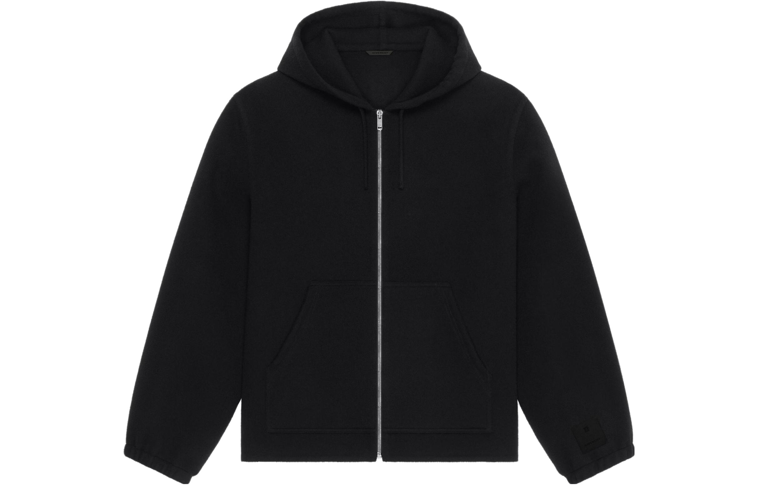 Givenchy FW23 Black Solid Color Zipper Hoodie Jacket BM014R151L-001