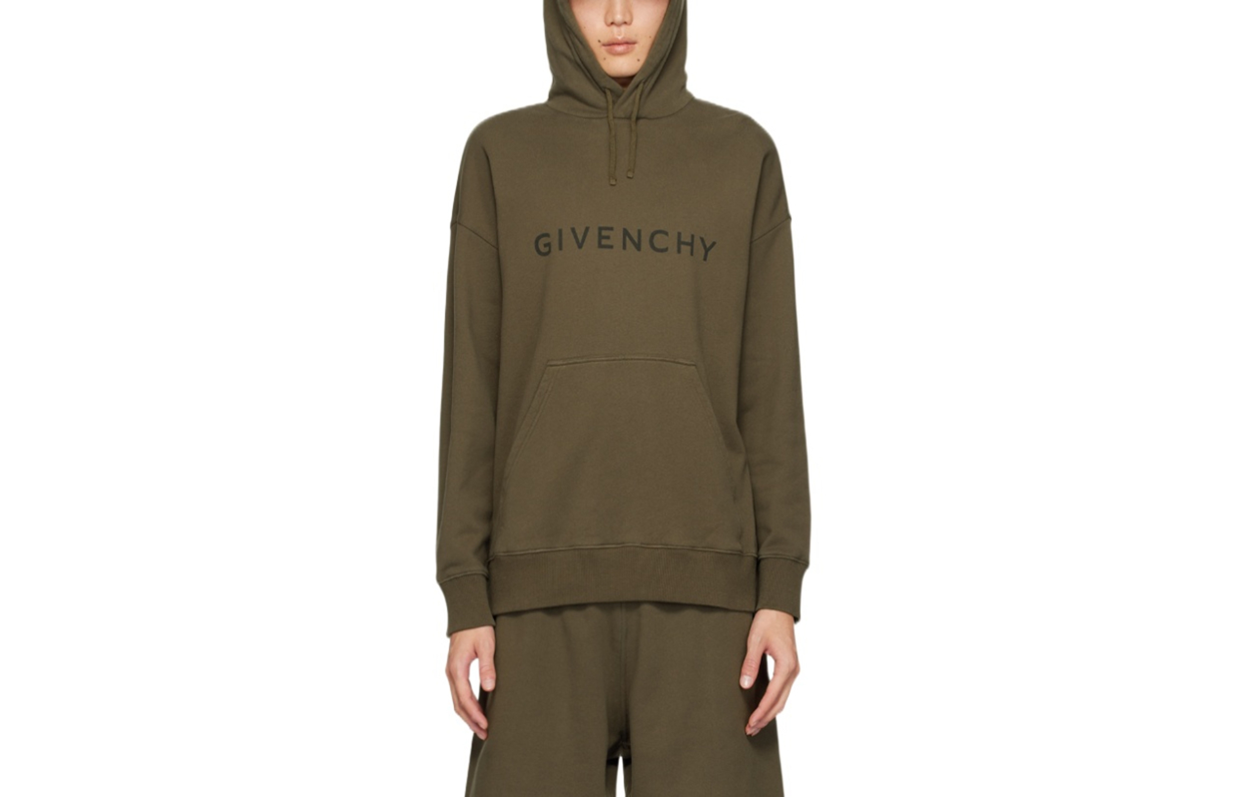 Givenchy FW23 Green Hoodie with Logo Letter Print BMJOHC3YAC-305