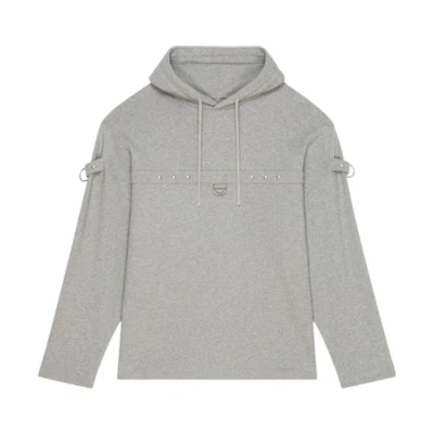 Givenchy FW23 Grey Hoodie with Metallic Details for Men BMJOLZ3YHP-055