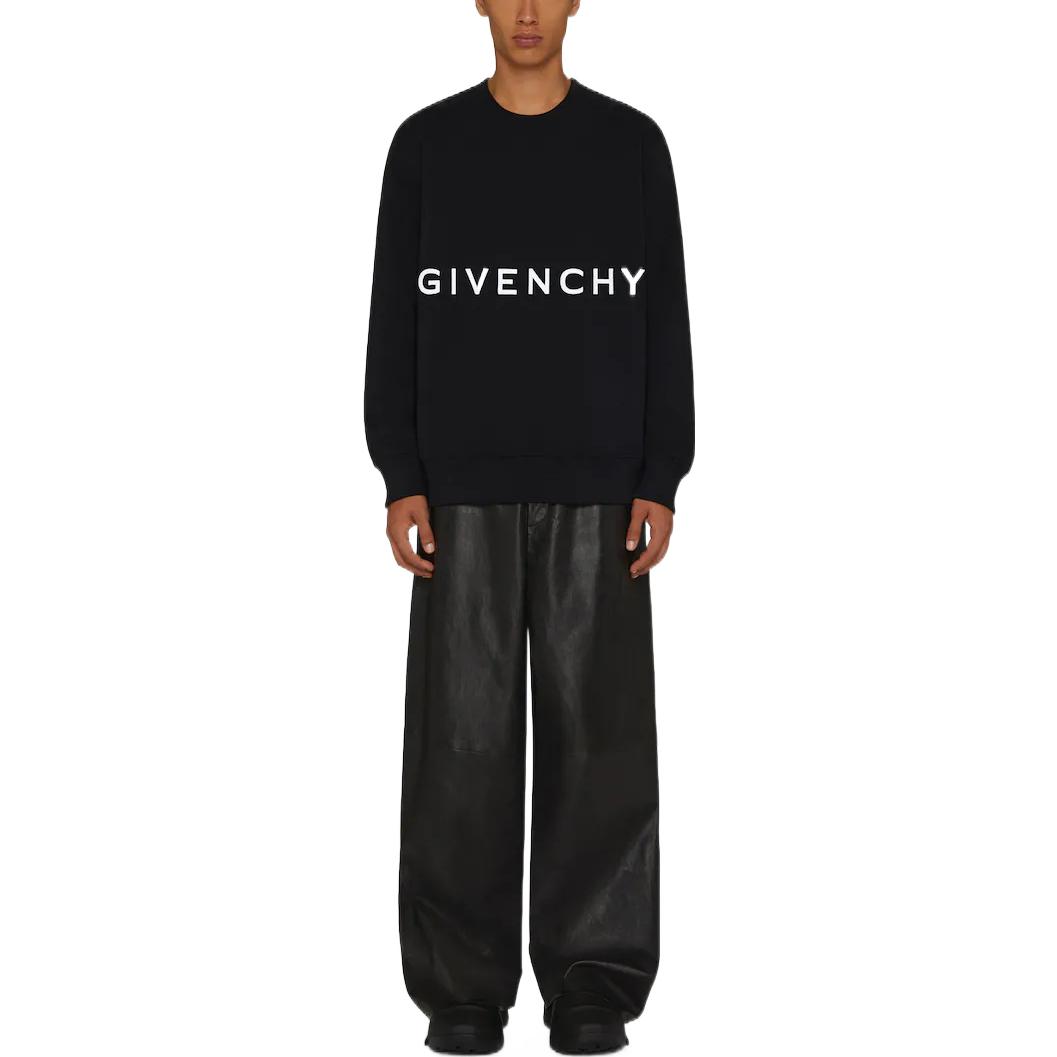 Shop Givenchy Baju Sweatshirt Logo Cetakan Huruf FW23 Hitam BMJ0HA3Y8M-001