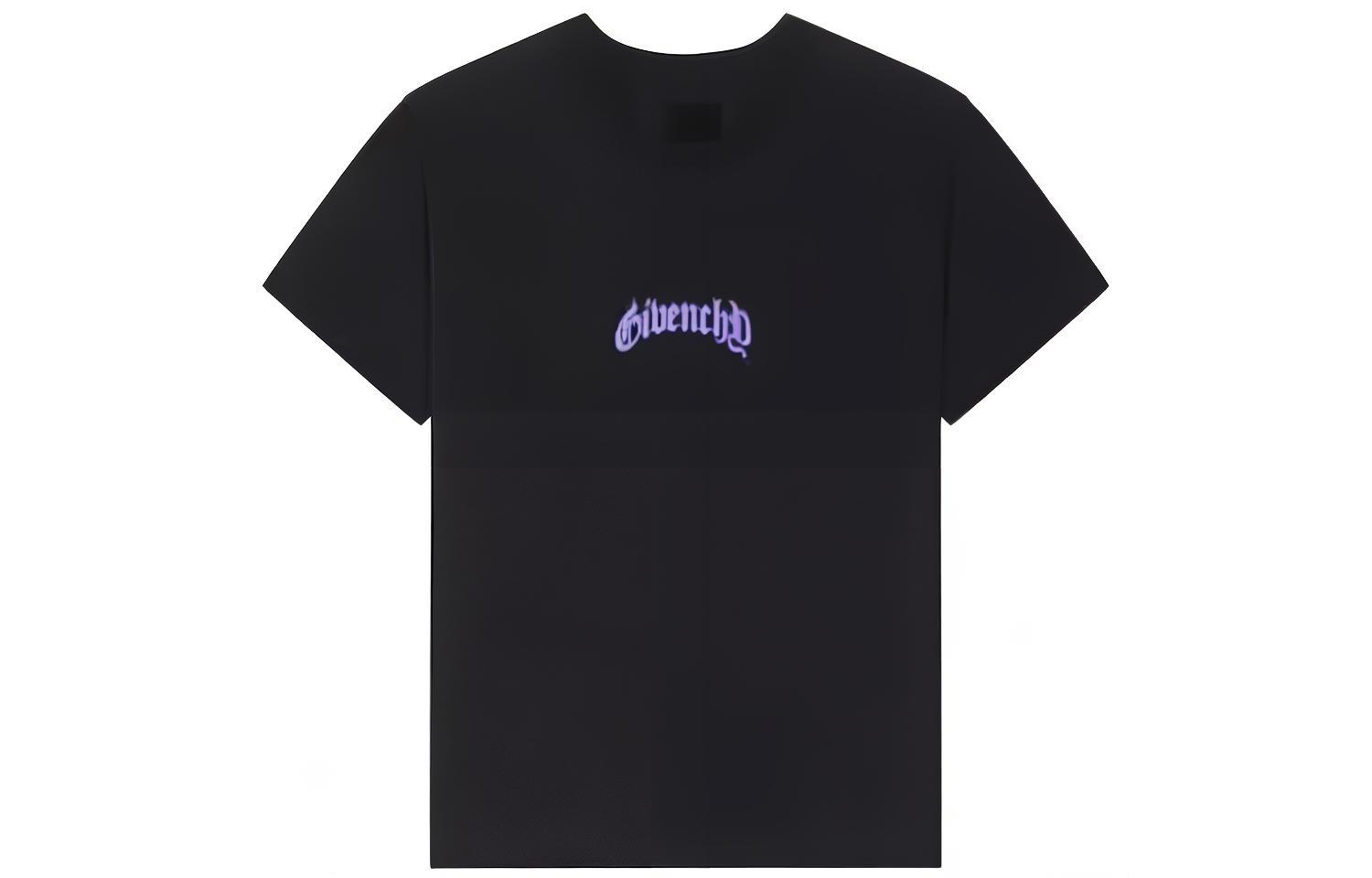 Givenchy FW23 Letter Print Crew Neck Straight Cut T-Shirt  Black BM71JB3YJM-001