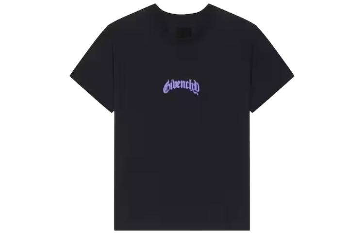 Order 纪梵希2023秋冬字母印花黑色直筒圆领T恤 BM71JB3YJM-001