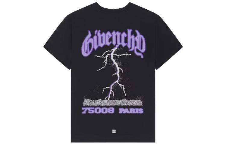 Lookbook 纪梵希2023秋冬字母印花黑色直筒圆领T恤 BM71JB3YJM-001