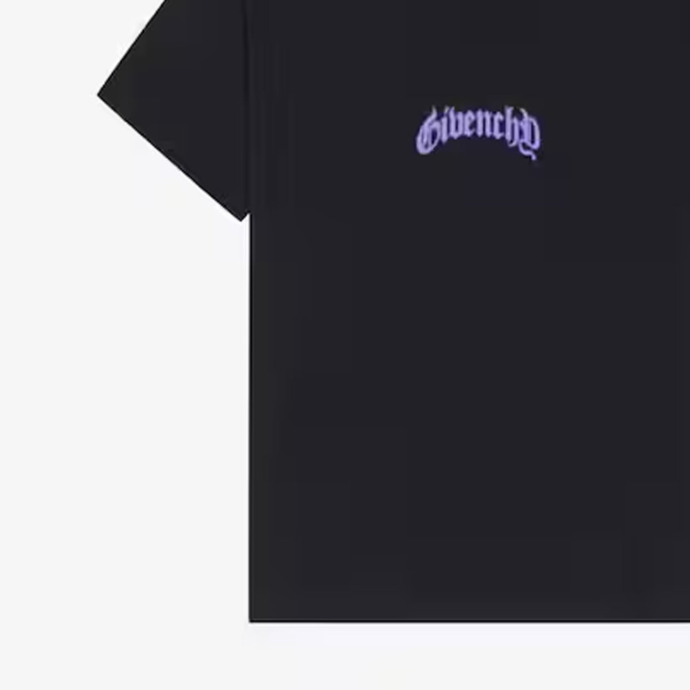 Sizing 纪梵希2023秋冬字母印花黑色直筒圆领T恤 BM71JB3YJM-001