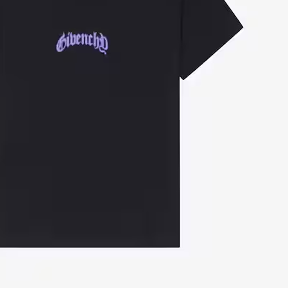 Cheap 纪梵希2023秋冬字母印花黑色直筒圆领T恤 BM71JB3YJM-001