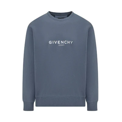 Givenchy FW23 Letter Print Crewneck Sweatshirt Men’s Blue Gray BMJ0HA3YGV-427