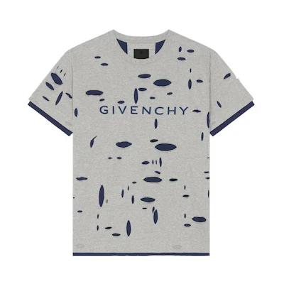 Givenchy FW23 Letter Print Oversized Straight-Cut T-Shirt Grey BM716N3YK1-063