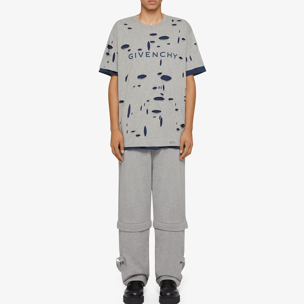 Lookbook Givenchy FW23 字母印花灰色寬鬆直筒T恤 BM716N3YK1-063