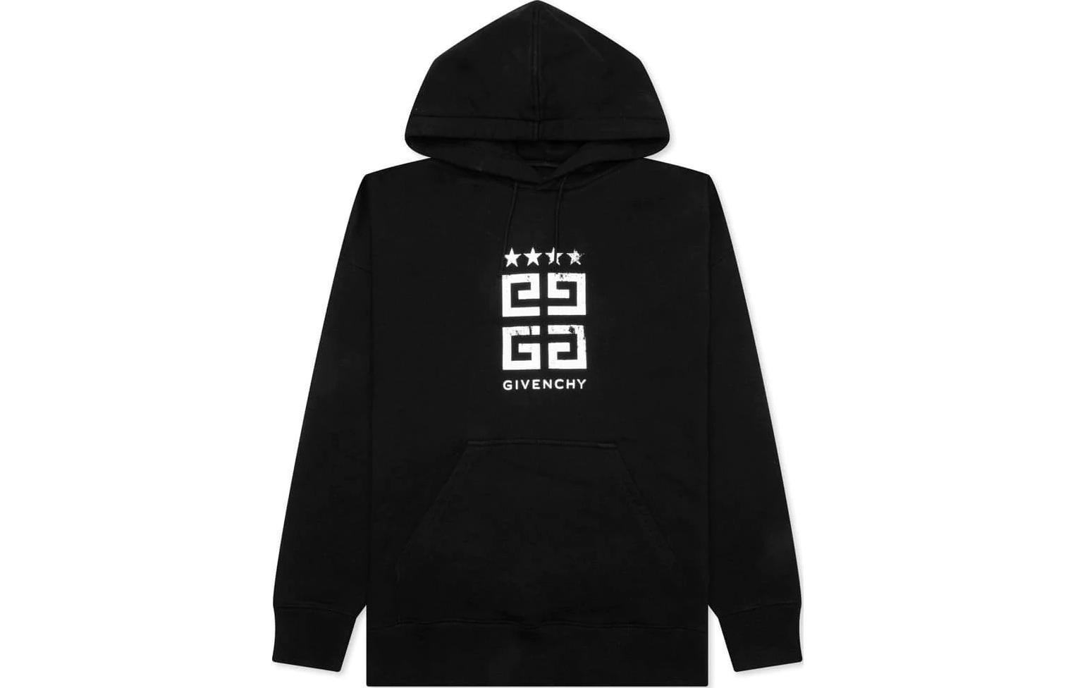 Givenchy FW23 Logo Hoodie  Black Pullover Long Sleeve BMJ0HC3YEL-001