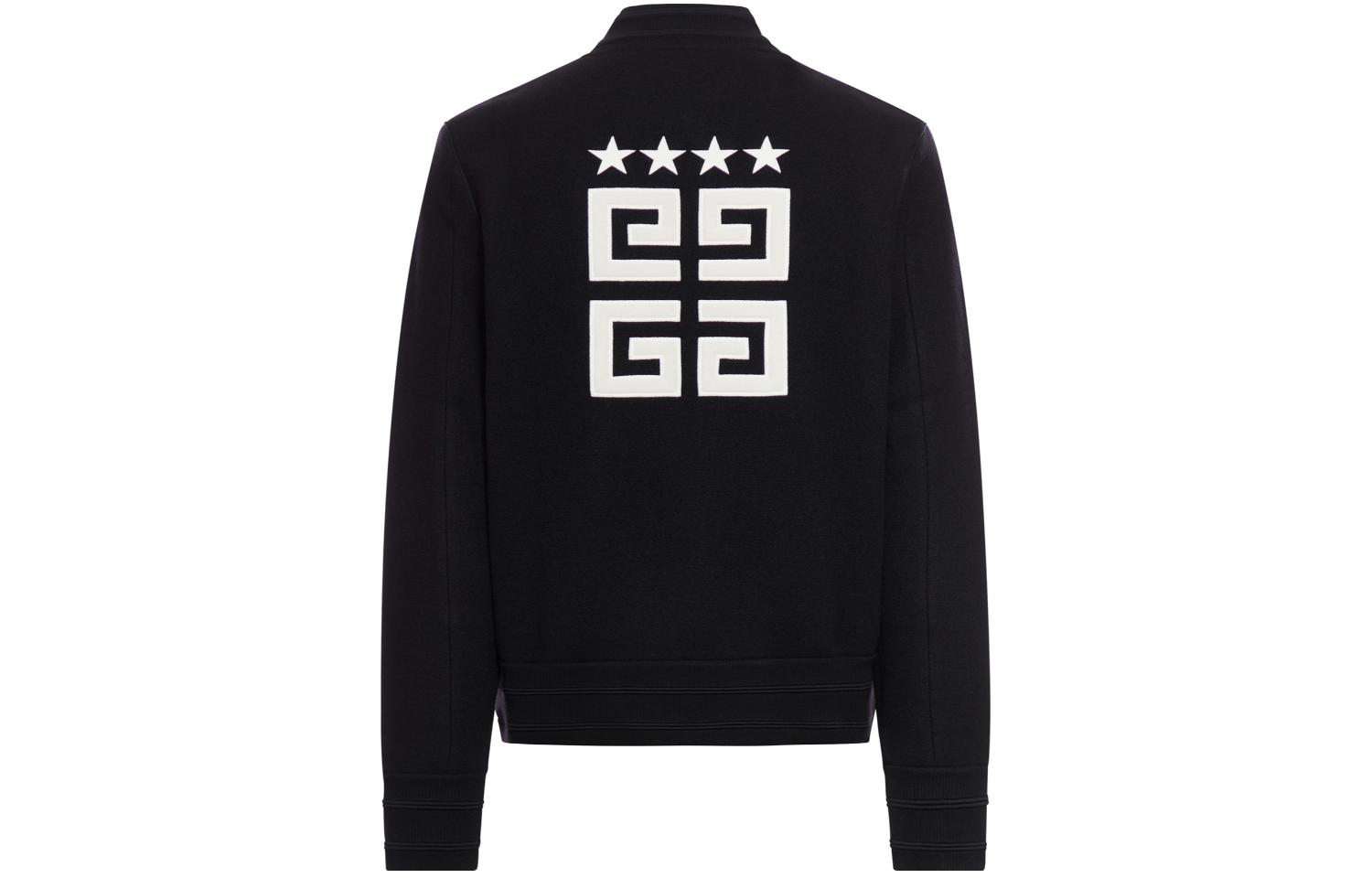 Lookbook GIVENCHY FW23 Jaket Varsiti Cetakan Logo Hitam Lengan Panjang Outerwear BM014A4YFP-001