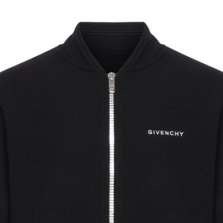 Shop GIVENCHY FW23 Jaket Varsiti Cetakan Logo Hitam Lengan Panjang Outerwear BM014A4YFP-001
