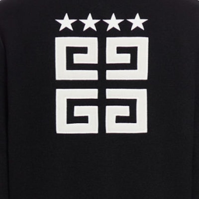 GIVENCHY FW23 Jaket Varsiti Cetakan Logo Hitam Lengan Panjang Outerwear BM014A4YFP-001 Sizing GIVENCHY FW23 Jaket Varsiti Cetakan Logo Hitam Lengan Panjang Outerwear BM014A4YFP-001