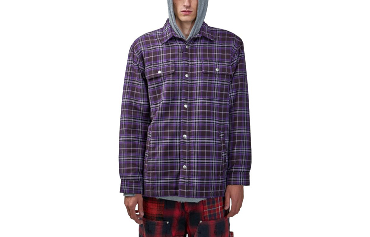 Givenchy FW23 Plaid Logo Shirt Jacket Purple - BM60YJ14ZC-501