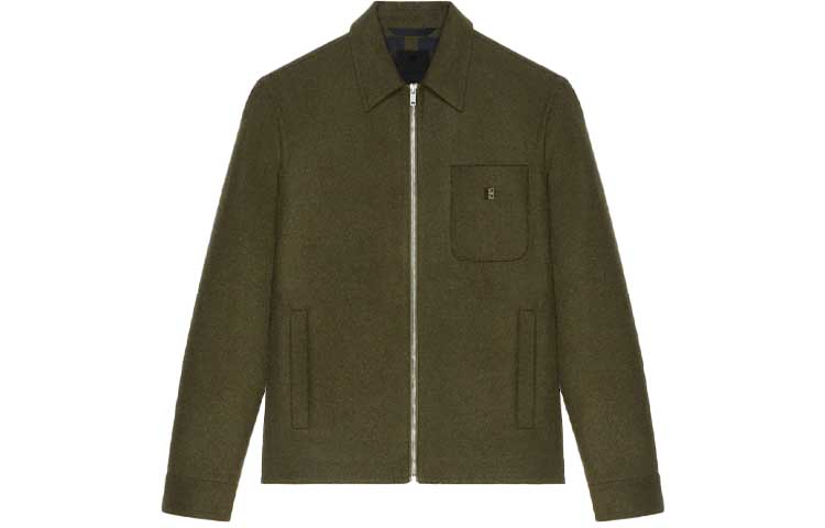 Givenchy FW23 Solid Color 4G Logo Zip-Up Casual Jacket Green () BM30EZ14NZ-308