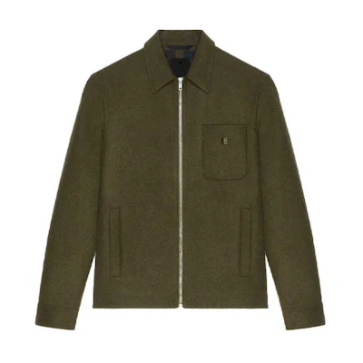 Givenchy FW23 Solid Color 4G Logo Zip-Up Casual Jacket Green () BM30EZ14NZ-308