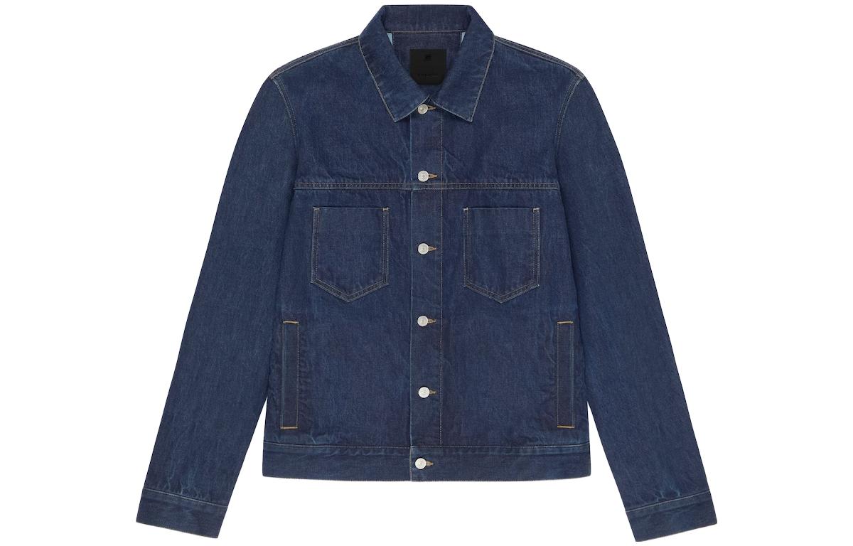 GIVENCHY FW23 Solid Color Single-Breasted Long Sleeve Jacket - Indigo Blue. BM01515Y8X-415