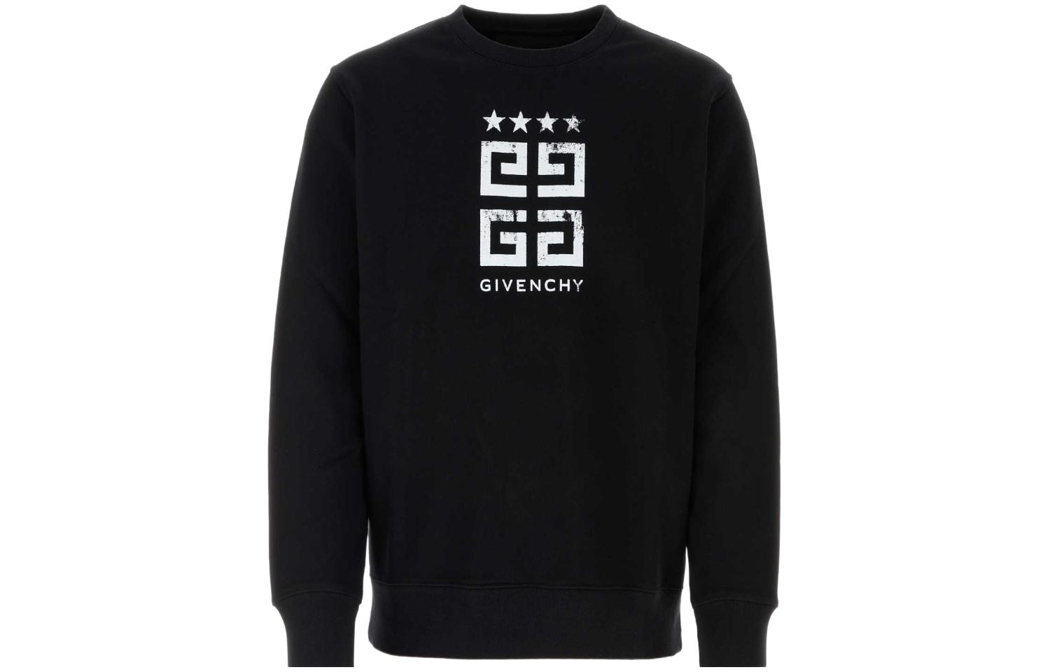 Order Givenchy FW23 星星字母印花黑色圓領衛衣 BMJ0HA3YEL-001