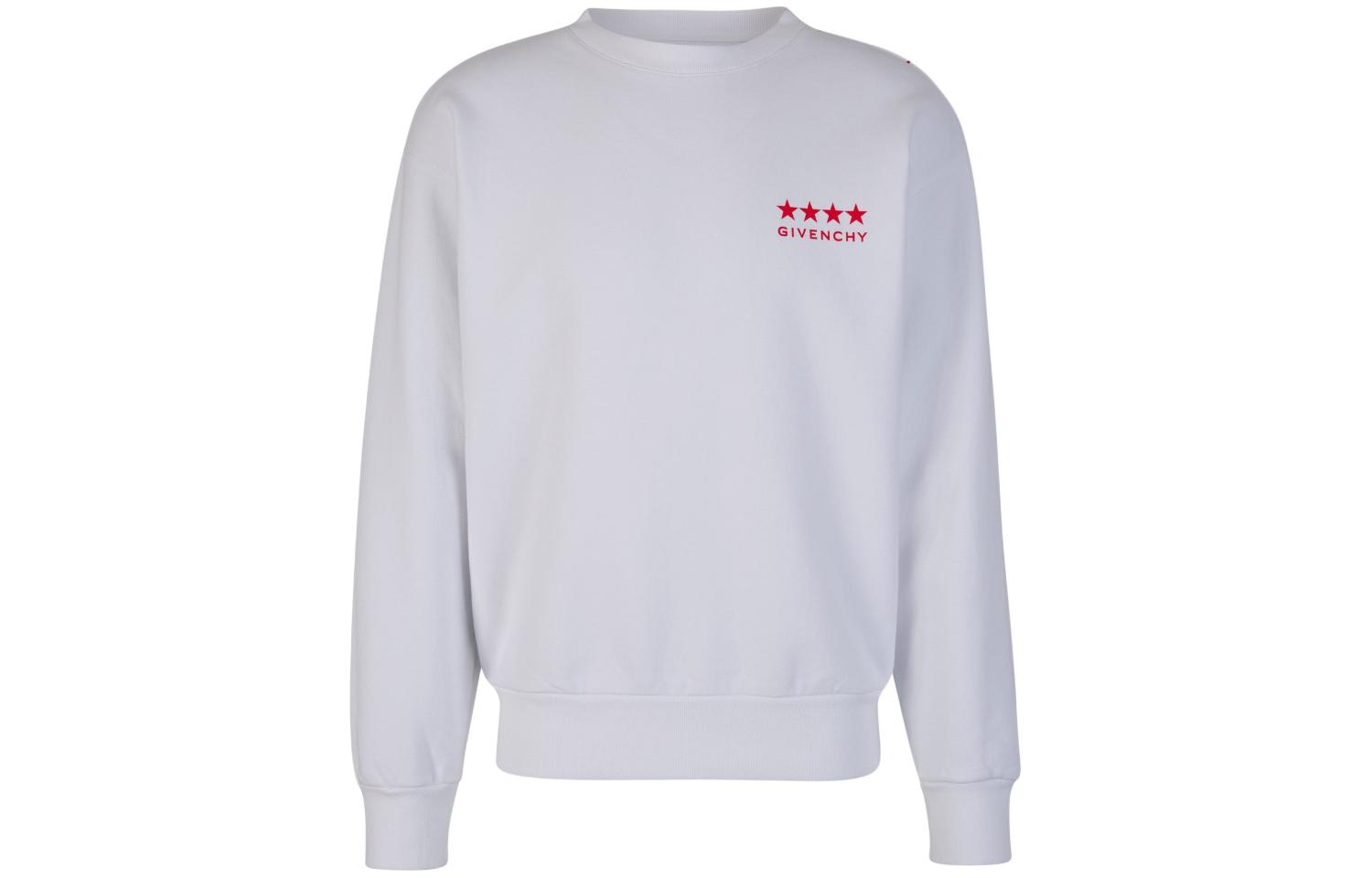 Givenchy FW23 White Star Letter Print Oversized Crewneck Sweatshirt Men BMJ0LC3YJ5-100