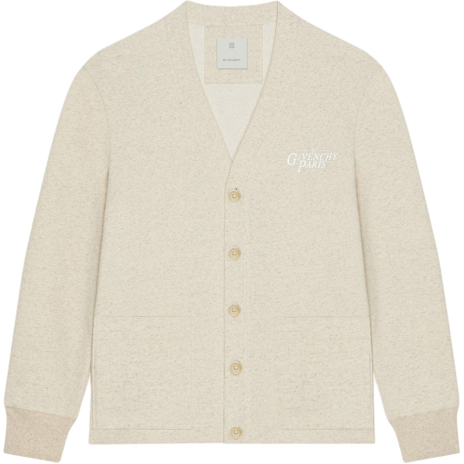 Order GIVENCHY FW24 Cárdigan Beige de Punto con Cuello V y Bordado de Letras. BMJ0MQ3YN7-101