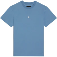 GIVENCHY FW24 Blue Slim Fit Embroidered Logo Short Sleeve T-Shirt BM716G3YCD-490 GIVENCHY FW24 Blue Slim Fit Embroidered Logo Short Sleeve T-Shirt BM716G3YCD-490