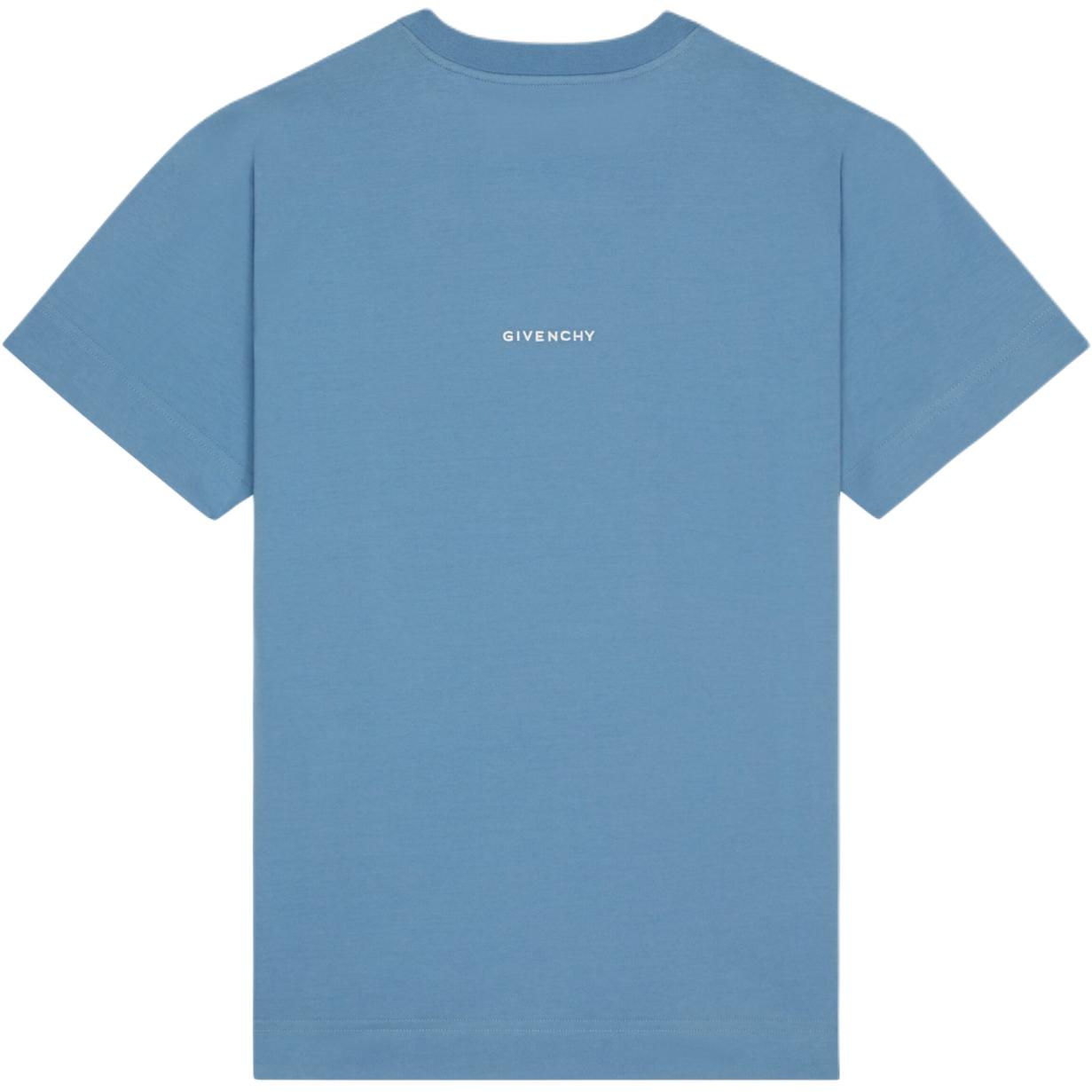 Lookbook GIVENCHY FW24 藍色修身刺繡標誌短袖T恤 BM716G3YCD-490