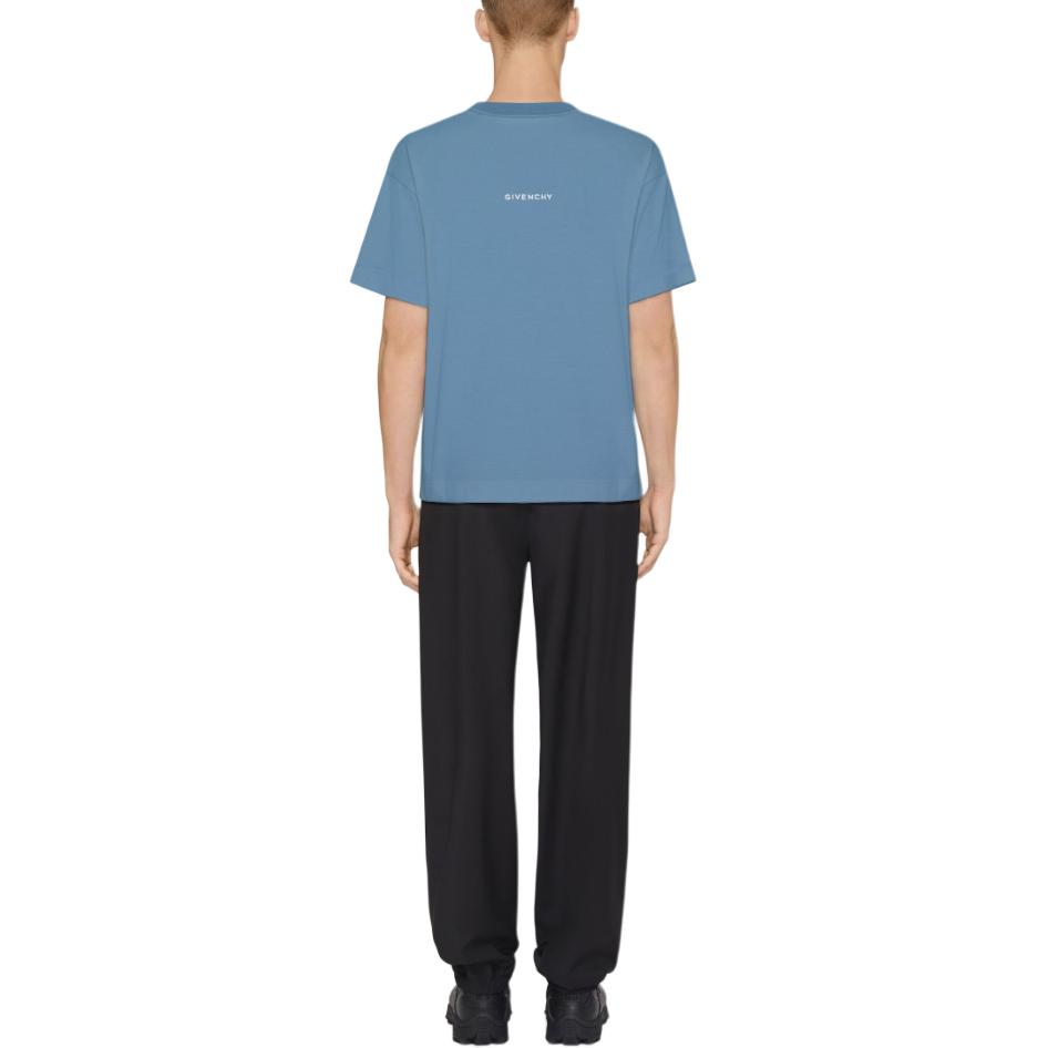 Purchase GIVENCHY FW24 藍色修身刺繡標誌短袖T恤 BM716G3YCD-490