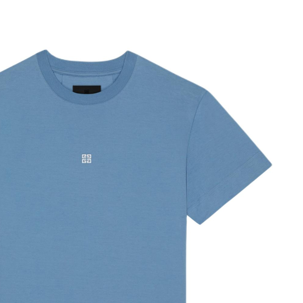 Cheap GIVENCHY FW24 藍色修身刺繡標誌短袖T恤 BM716G3YCD-490