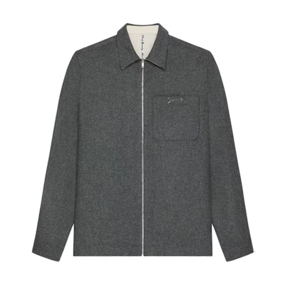 GIVENCHY FW24 Grey Long-Sleeve Zip-Up Shirt BM612X15GW-030