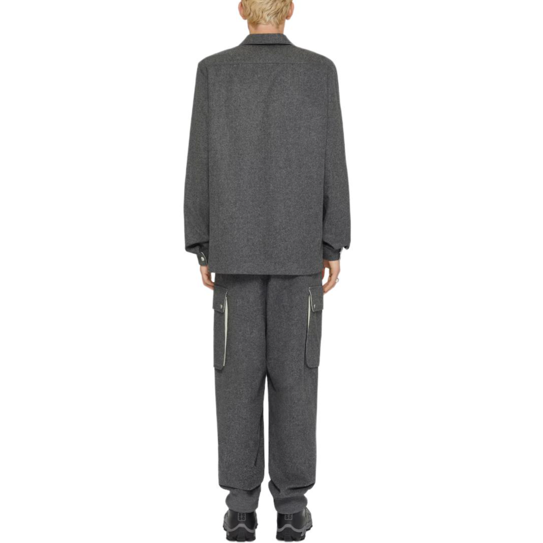 Shop GIVENCHY FW24 Baju Kelabu Lengan Panjang dengan Zip. BM612X15GW-030