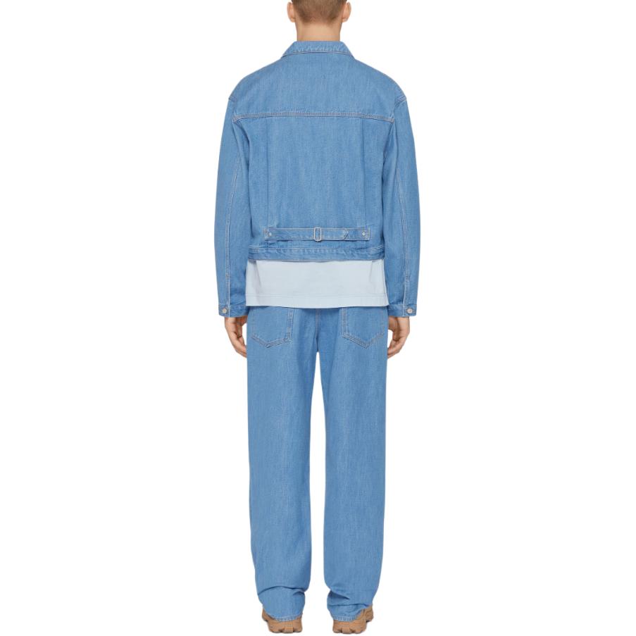 Shop GIVENCHY FW24 Jaket Denim Biru Muda dengan Kolar Bertatah Logo. BM017H5YAQ-452