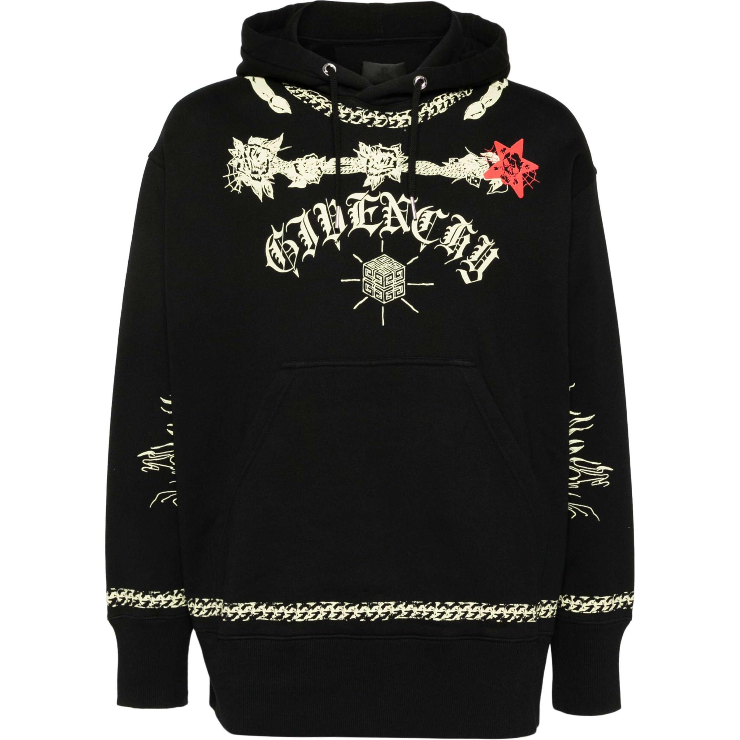Givenchy FW24 All-Cotton Printed Sweatshirt Men’s Black BMJ0BH4Y55-BLACK