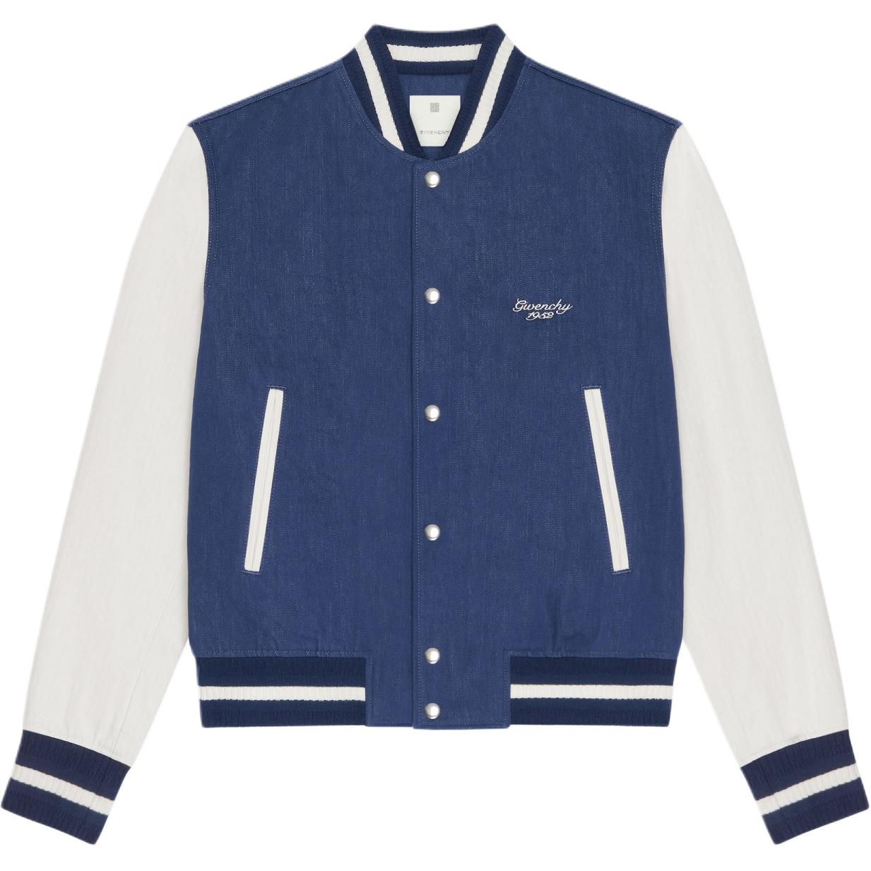 Givenchy FW24 Colorblock Stripe Logo Long-Sleeve Jacket Blue BM011S5YAW-490