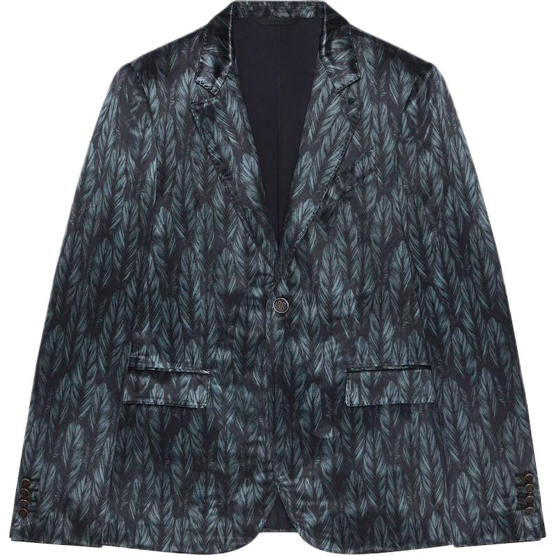 Givenchy FW24 Feather Print Slim Fit Jacket Men’s Black Grey BM30H415S2-002