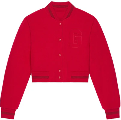 Givenchy FW24 Red Long-Sleeve Crewneck Jacket with G Patch BW00GC4ZP8-600 Buy Givenchy FW24 Red Long-Sleeve Crewneck Jacket with G Patch BW00GC4ZP8-600