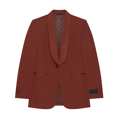 Givenchy FW24 Slim-Fit Wool Jacket with Satin Collar Men’s in Dark Rust BM30HE1YG3-207