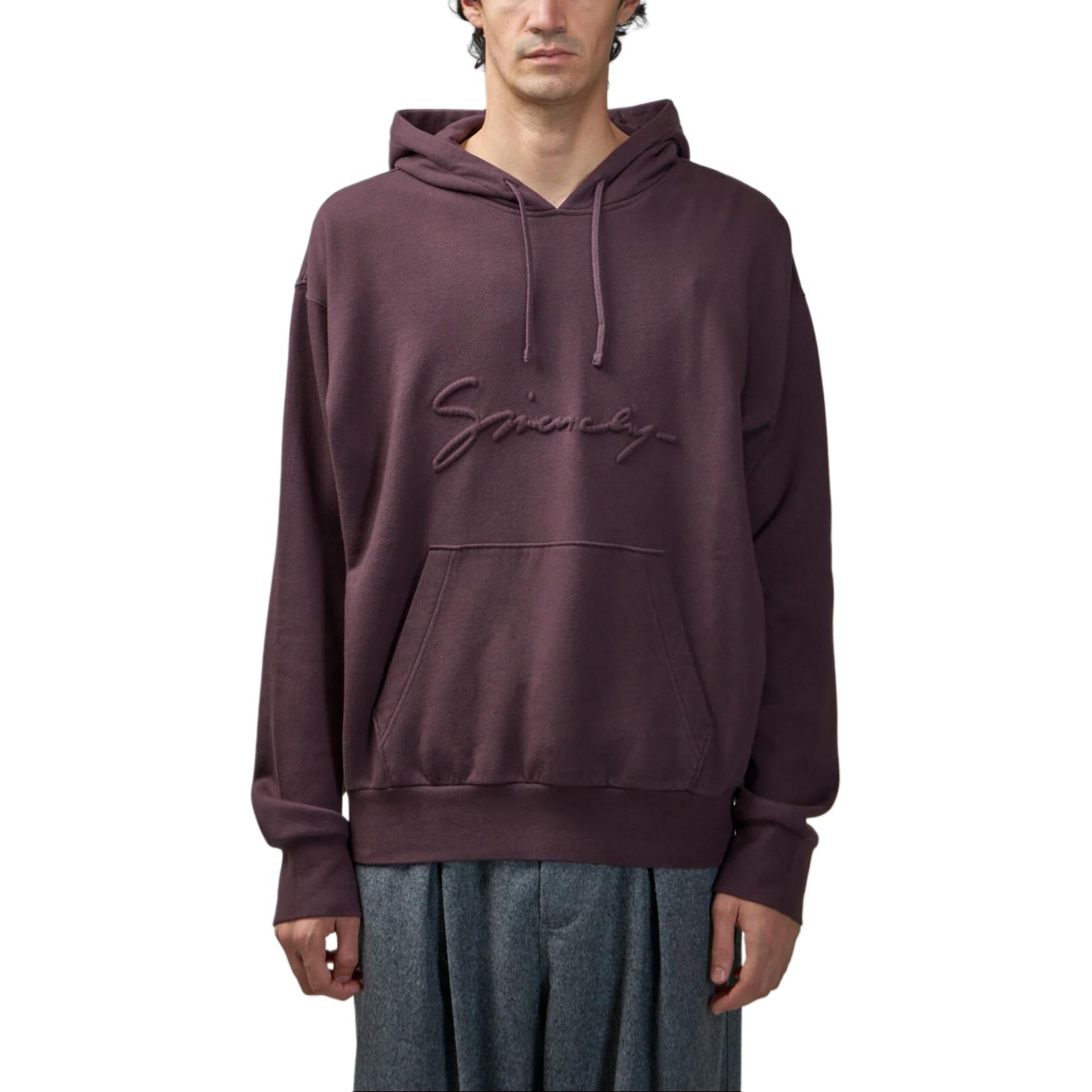 Givenchy FW24 Solid Color Oversized Hoodie Pullover Maroon BMJ0LA3YP1-604