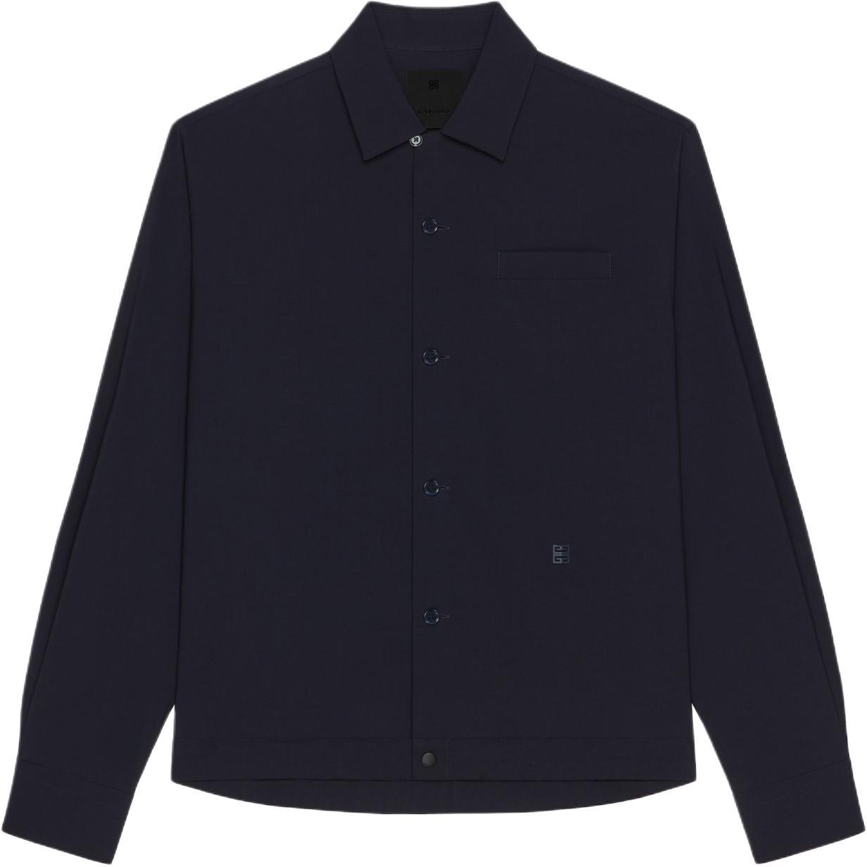Givenchy FW24 Solid Logo Single-Breasted Long Sleeve Jacket - Night Blue BM610714PY-403