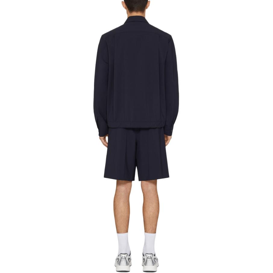 Shop Givenchy FW24 Solid Logo Single-Breasted Long Sleeve Jacket - Night Blue BM610714PY-403