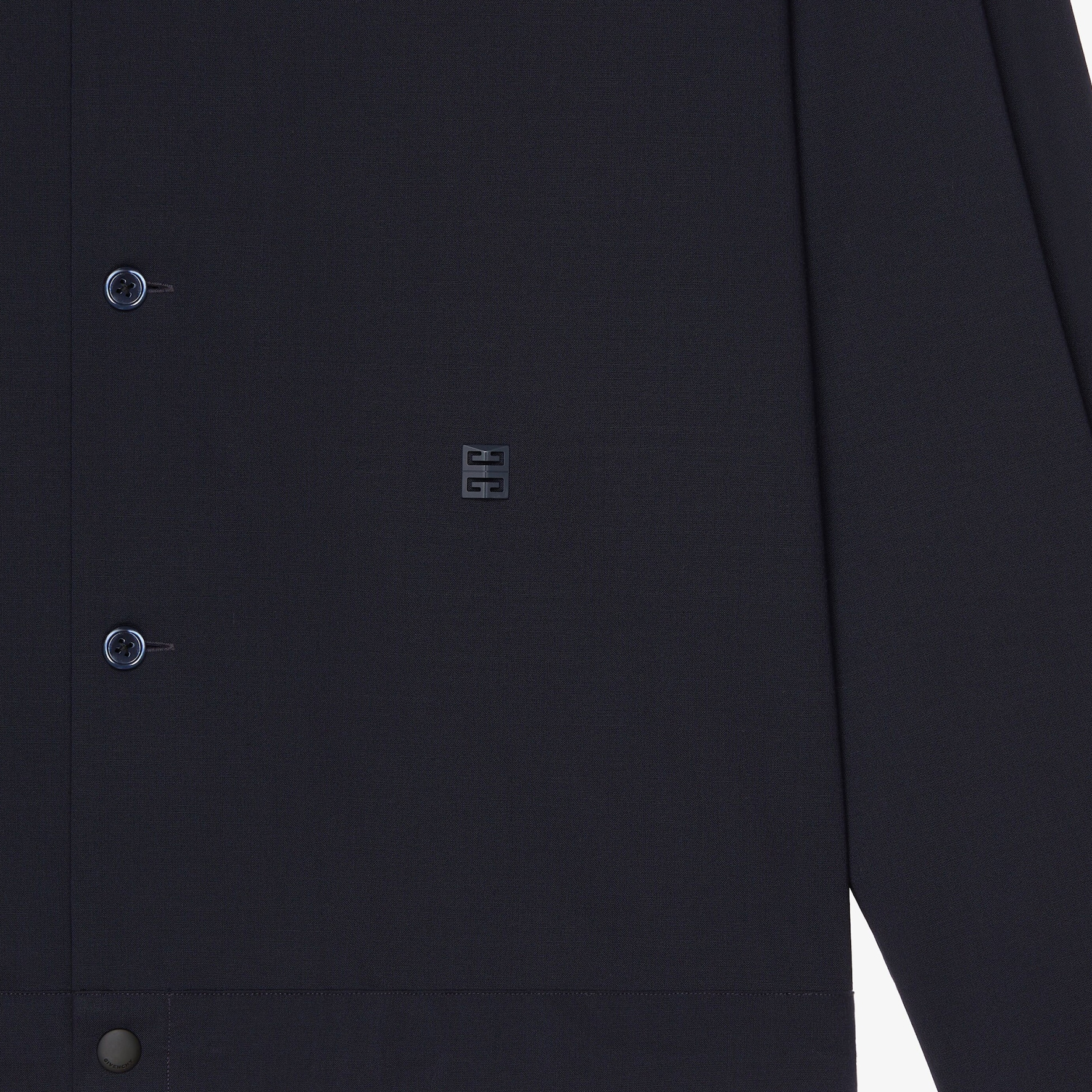 Details for Givenchy FW24 Solid Logo Single-Breasted Long Sleeve Jacket - Night Blue BM610714PY-403