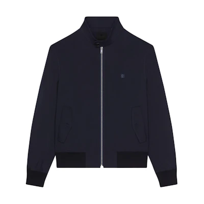 Givenchy FW24 Solid Logo Zip-Up Jacket in Midnight Blue BM018314PY-403