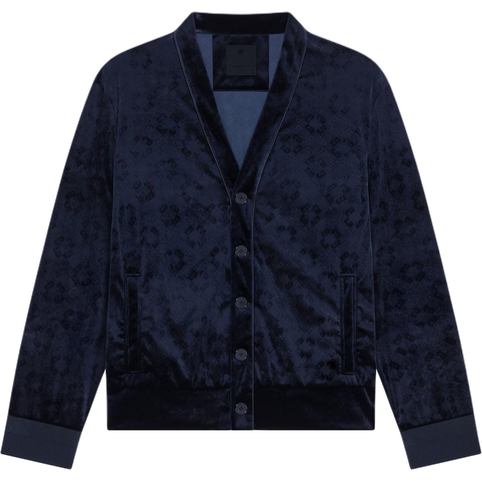 Givenchy FW24 Solid V-Neck Printed Single-Breasted Jacket Men’s Blue BMJ0MX316Z-401