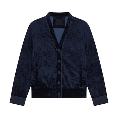Givenchy FW24 Solid V-Neck Printed Single-Breasted Jacket Men’s Blue BMJ0MX316Z-401