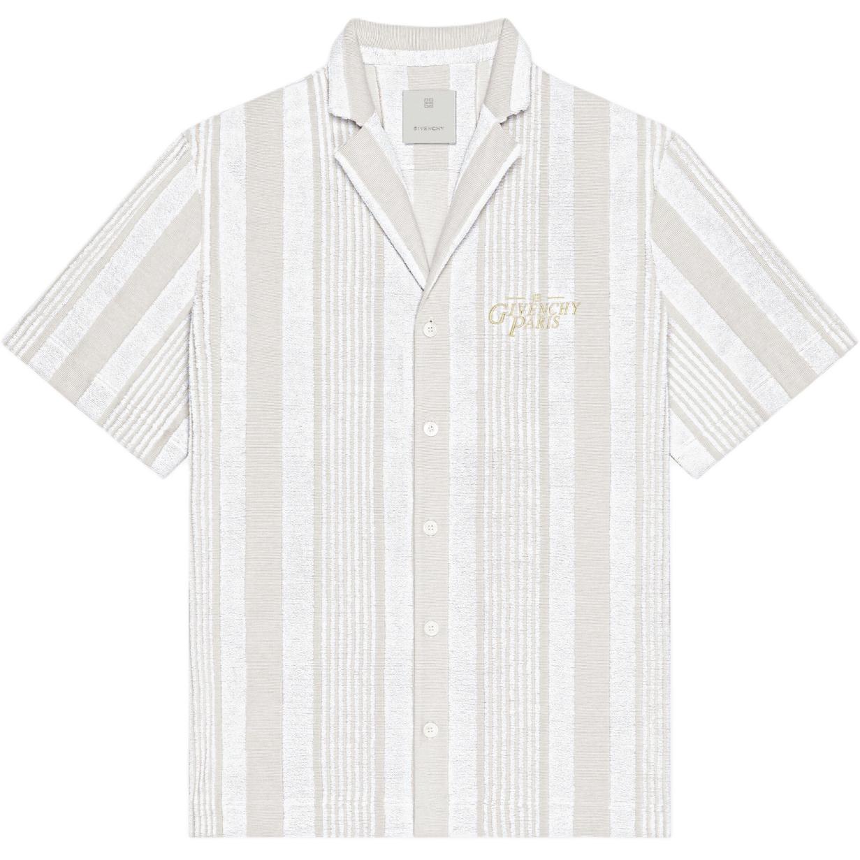 GIVENCHY FW24 Striped Logo Embroidered Relaxed Fit Shirt White - . BM61163162-118