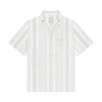 GIVENCHY FW24 Striped Logo Embroidered Relaxed Fit Shirt White - . BM61163162-118