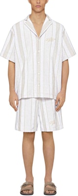 纪梵希FW24条纹刺绣标志宽松版衬衫白色 BM61163162-118 Lookbook 纪梵希FW24条纹刺绣标志宽松版衬衫白色 BM61163162-118