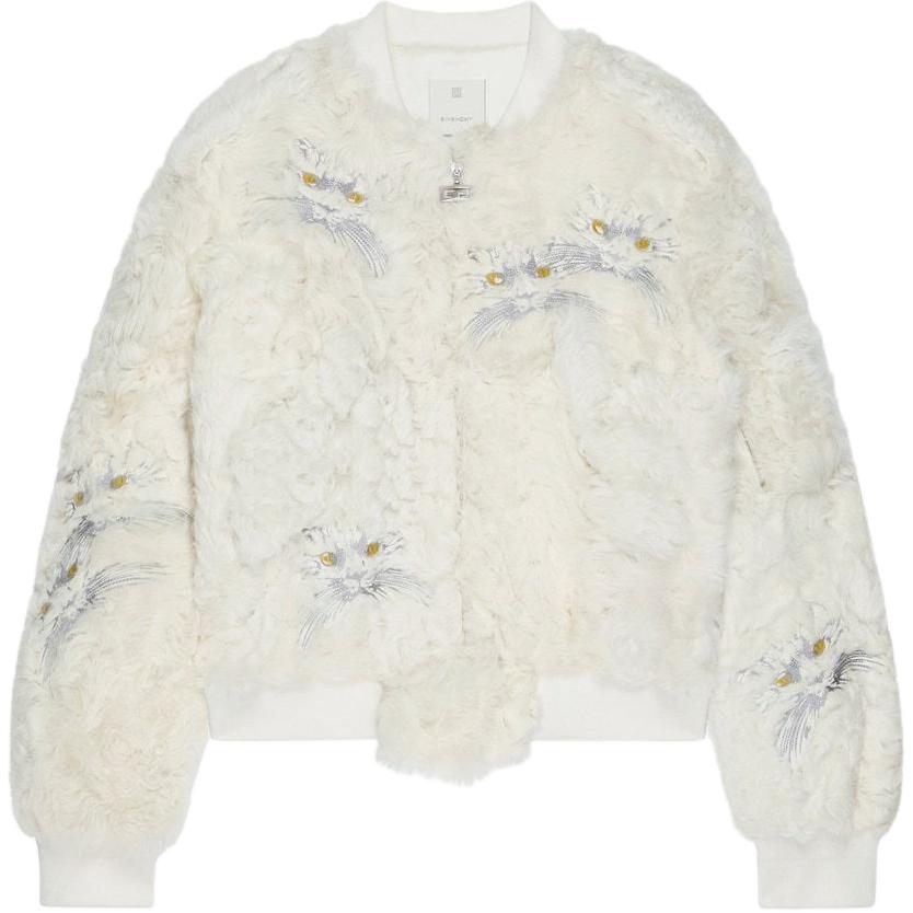 Givenchy FW24 White Embroidered Cat Jacket BM019A61PX-100