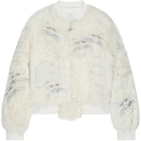Givenchy FW24 White Embroidered Cat Jacket BM019A61PX-100 Givenchy FW24 White Embroidered Cat Jacket BM019A61PX-100