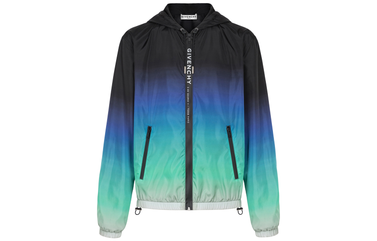 Givenchy Gradient Zipper Double Pocket Hooded Casual Jacket Black Men BM00EZ133B-997